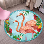 Tropical Flamingo Rug Multicolor Synthetic Rug Washable Non-Slip Backing Pet Friendly Rug for Living Room