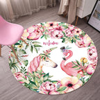 Tropical Flamingo Rug Multicolor Synthetic Rug Washable Non-Slip Backing Pet Friendly Rug for Living Room