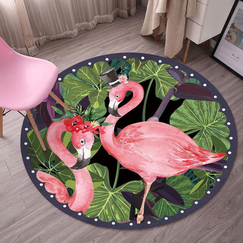 Tropical Flamingo Rug Multicolor Synthetic Rug Washable Non-Slip Backing Pet Friendly Rug for Living Room