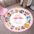 Tropical Flamingo Rug Multicolor Synthetic Rug Washable Non-Slip Backing Pet Friendly Rug for Living Room