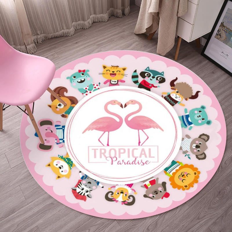 Tropical Flamingo Rug Multicolor Synthetic Rug Washable Non-Slip Backing Pet Friendly Rug for Living Room