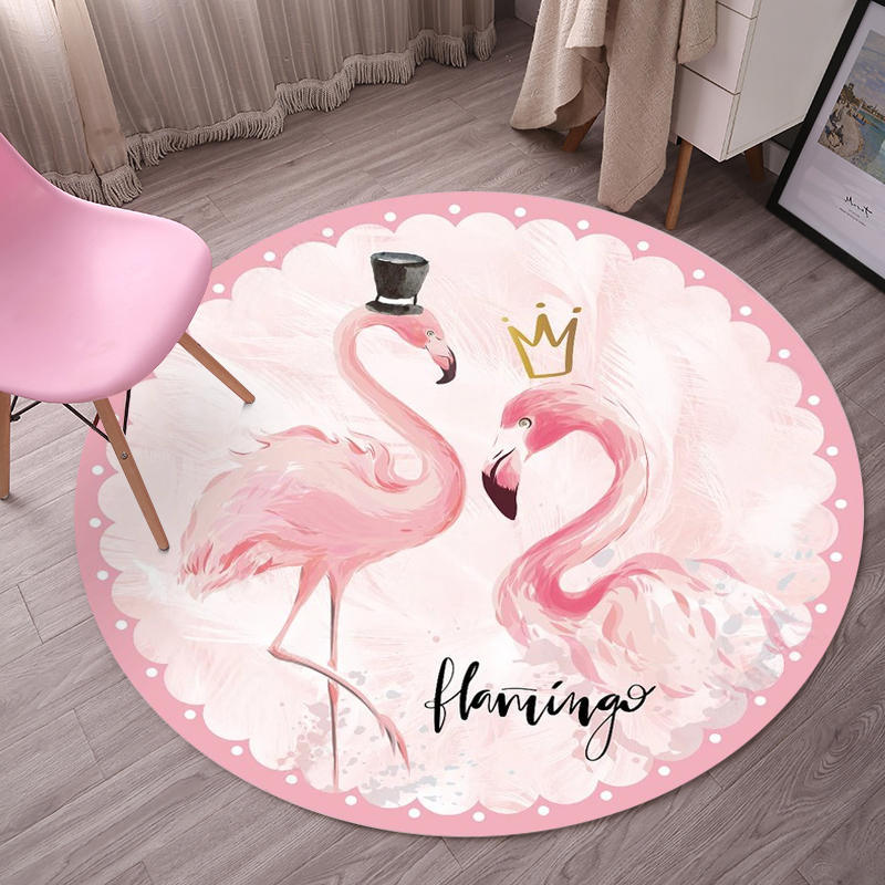 Tropical Flamingo Rug Multicolor Synthetic Rug Washable Non-Slip Backing Pet Friendly Rug for Living Room