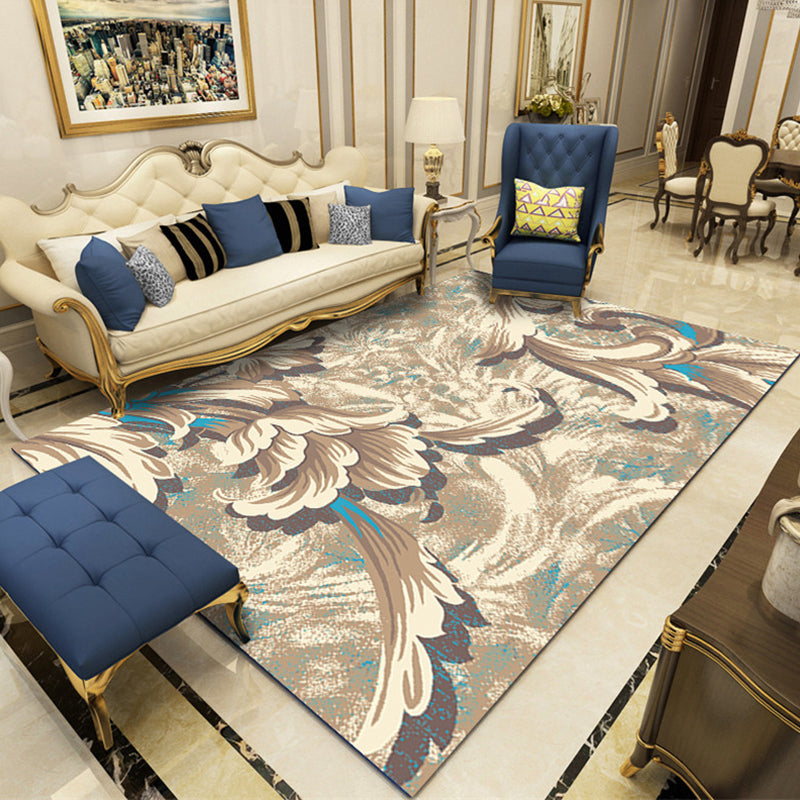 Modern Botanical Carpet Multicolor Polypropylene Area Rug Stain Resistant Non-Slip Pet-Friendly Carpet for Rooms