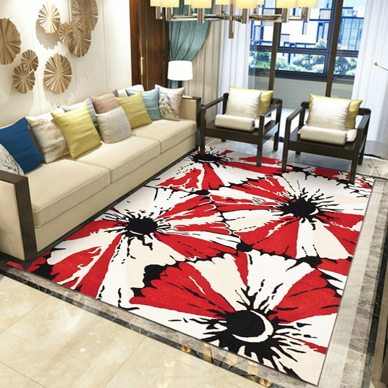 Beautiful Multicolored Modern Carpet Polyester Flower Bloom Carpet Pet Friendly Non-Slip Stain Resistant Carpet for Home