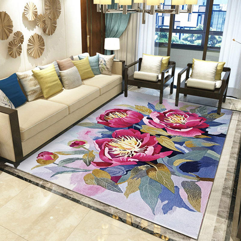 Beautiful Multicolored Modern Carpet Polyester Flower Bloom Carpet Pet Friendly Non-Slip Stain Resistant Carpet for Home