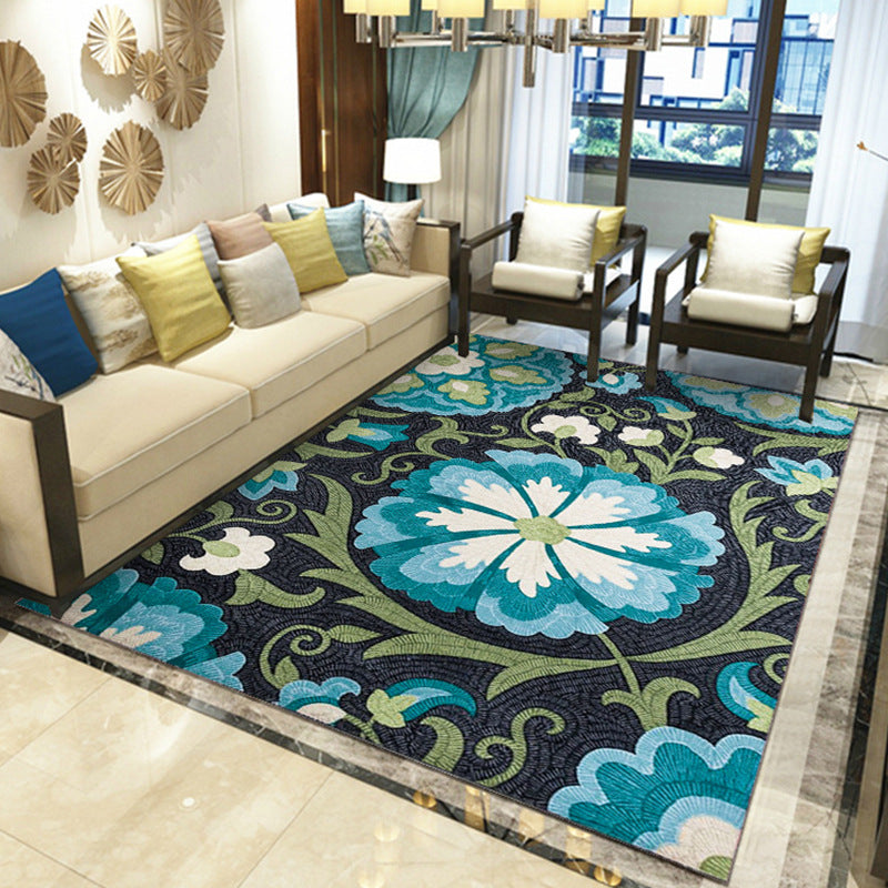 Beautiful Multicolored Modern Carpet Polyester Flower Bloom Carpet Pet Friendly Non-Slip Stain Resistant Carpet for Home