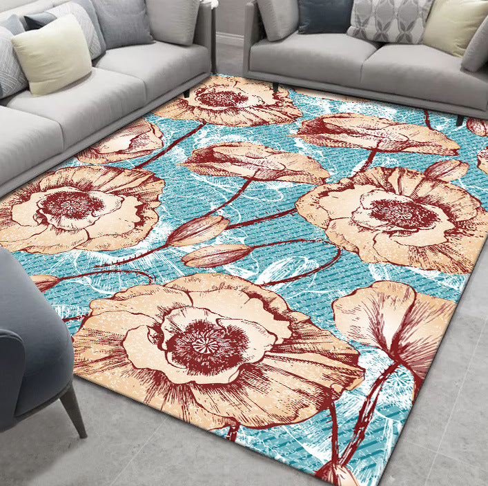 Glam Nordic Carpet Multicolored Plant Carpet Stain Resistant Washable Non-Slip Back Carpet for Living Room