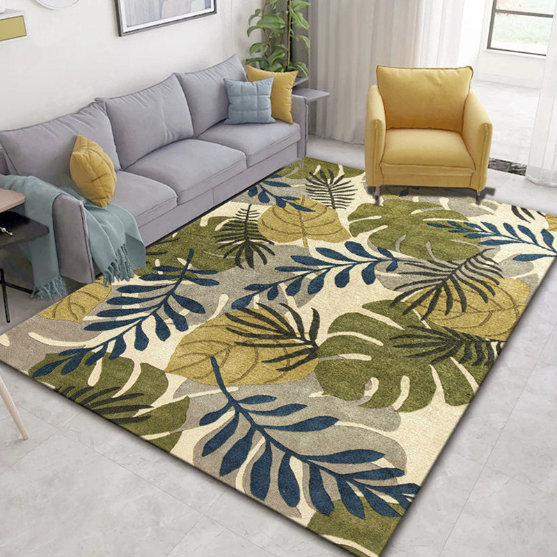 Glam Nordic Carpet Multicolored Plant Carpet Stain Resistant Washable Non-Slip Back Carpet for Living Room