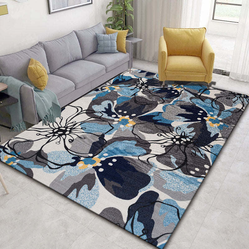 Glam Nordic Carpet Multicolored Plant Carpet Stain Resistant Washable Non-Slip Back Carpet for Living Room
