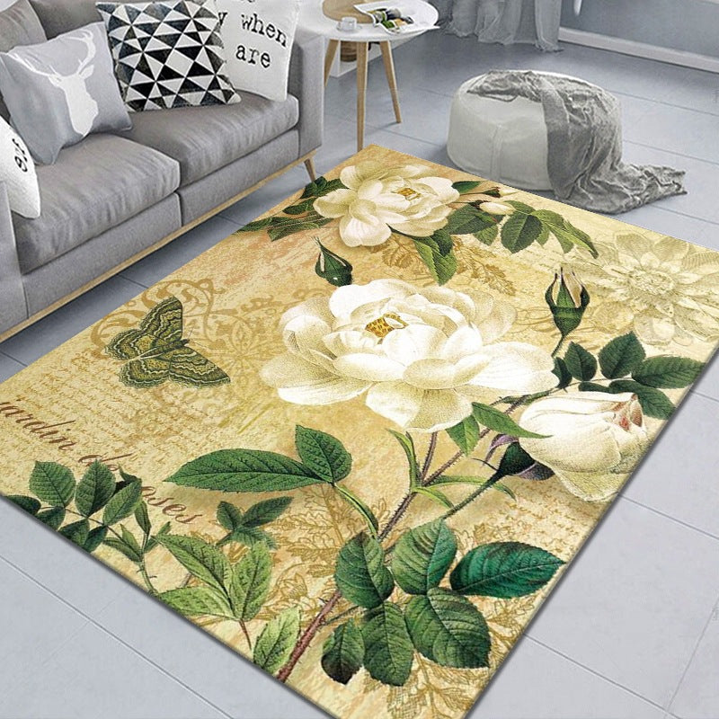 Beautiful 3D Flower Indoor Carpet Multicolored Modern Carpet Polypropylene Washable Non-Slip Back Stain-Resistant Carpet for Home