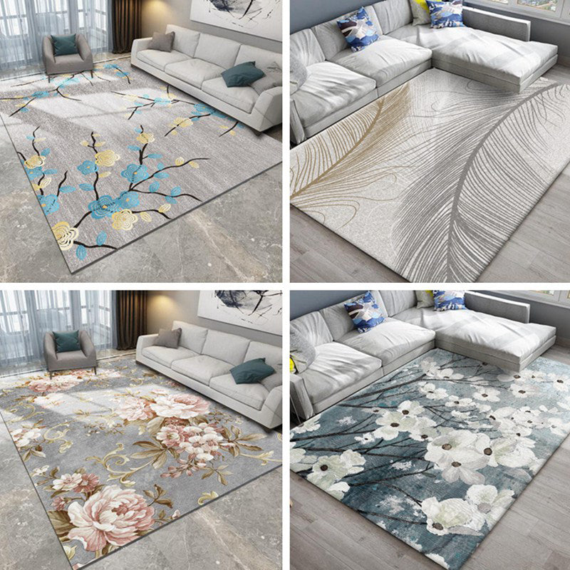 Stylish Americana rug Multicolored flower rug Pet-friendly Machine washable Non-slip backing Rug for room