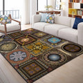 Trendy multicolored Nordic rug polypropylene abstract drawing rug non-slip stain-resistant machine washable rug for the living room
