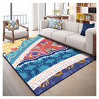 Indian Patterned Rug Multicolored Polyester Rug Machine Washable Pet Friendly Non-Slip Underlay Rug for Room
