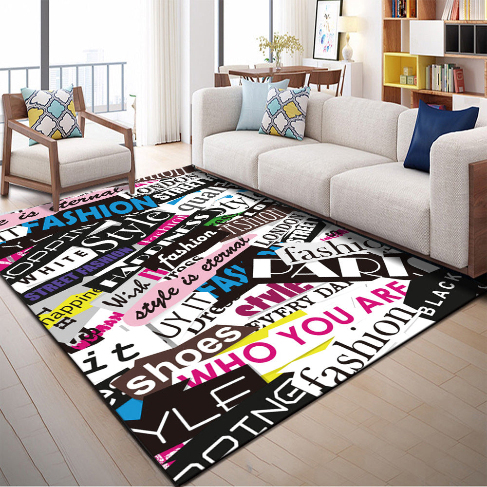 Indian Patterned Rug Multicolored Polyester Rug Machine Washable Pet Friendly Non-Slip Underlay Rug for Room