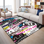 Indian Patterned Rug Multicolored Polyester Rug Machine Washable Pet Friendly Non-Slip Underlay Rug for Room