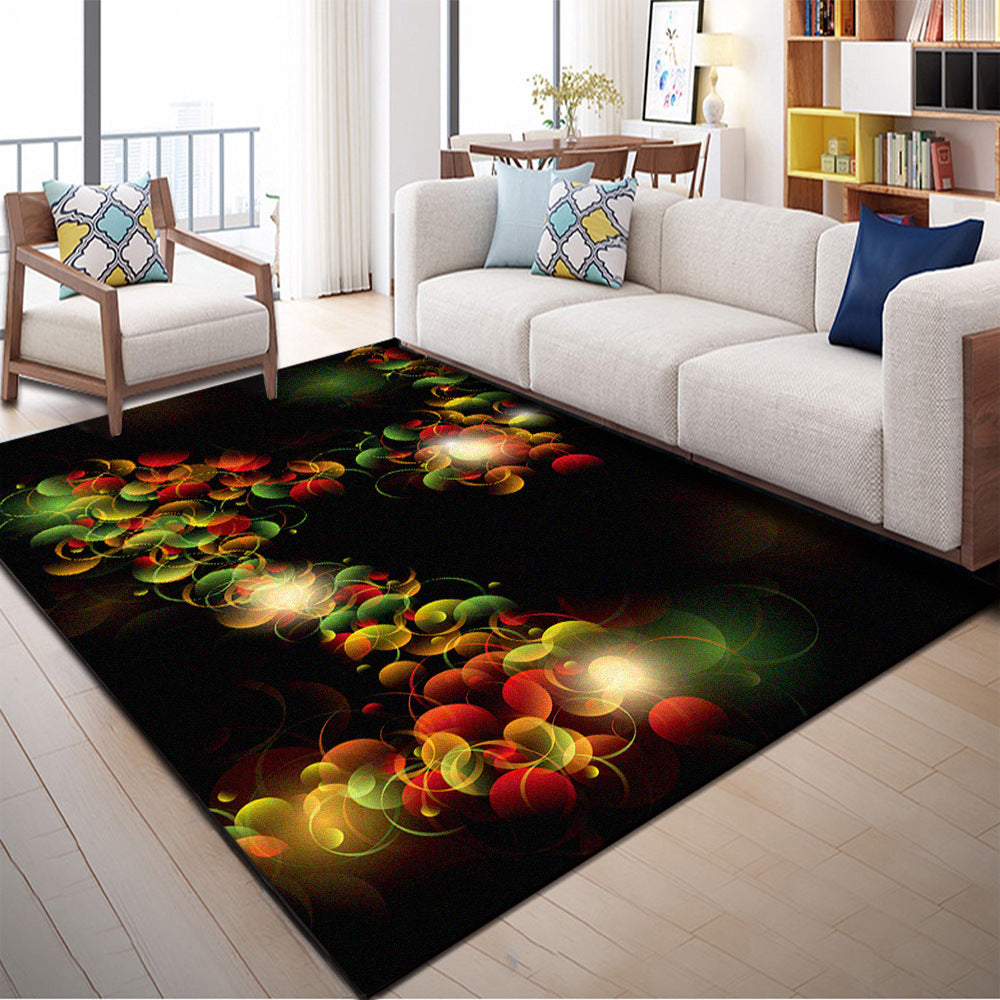 Indian Patterned Rug Multicolored Polyester Rug Machine Washable Pet Friendly Non-Slip Underlay Rug for Room
