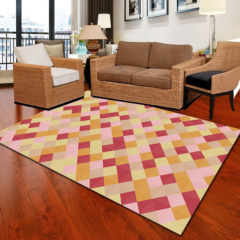 Multicolor Geometric Botanical Carpet Synthetic Modern Carpet Stain Resistant Non-Slip Washable Carpet for Home