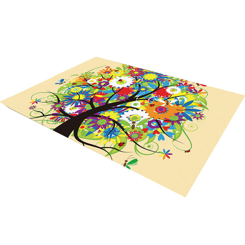Multicolor Geometric Botanical Carpet Synthetic Modern Carpet Stain Resistant Non-Slip Washable Carpet for Home