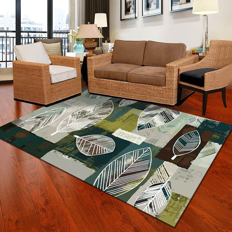 Multicolor Geometric Botanical Carpet Synthetic Modern Carpet Stain Resistant Non-Slip Washable Carpet for Home