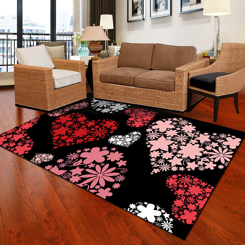 Multicolor Geometric Botanical Carpet Synthetic Modern Carpet Stain Resistant Non-Slip Washable Carpet for Home