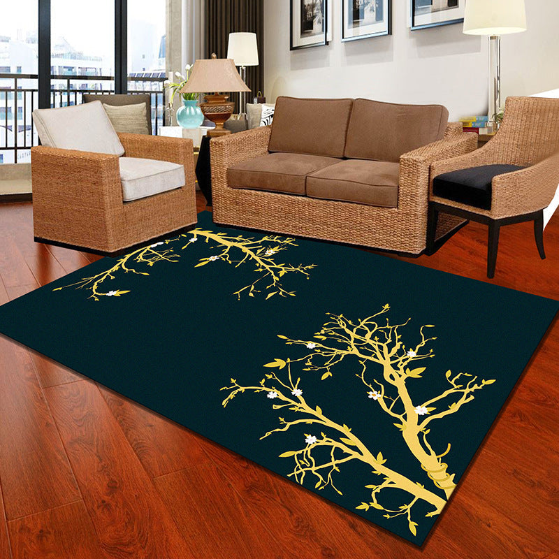 Multicolor Geometric Botanical Carpet Synthetic Modern Carpet Stain Resistant Non-Slip Washable Carpet for Home