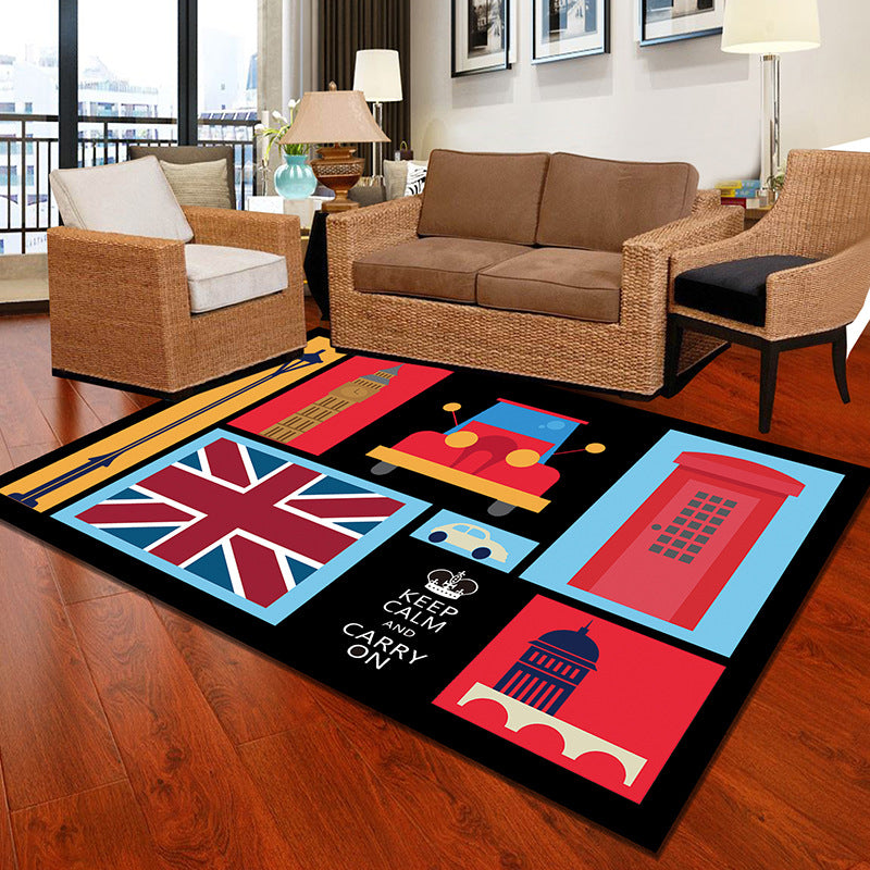 Multicolor Geometric Botanical Carpet Synthetic Modern Carpet Stain Resistant Non-Slip Washable Carpet for Home