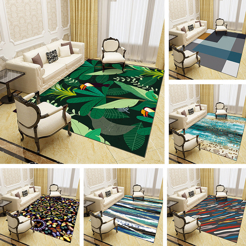 Unique abstract patterned rug Multicolored contemporary rug Polypropylene washable pet-friendly non-slip backing rug for the living room