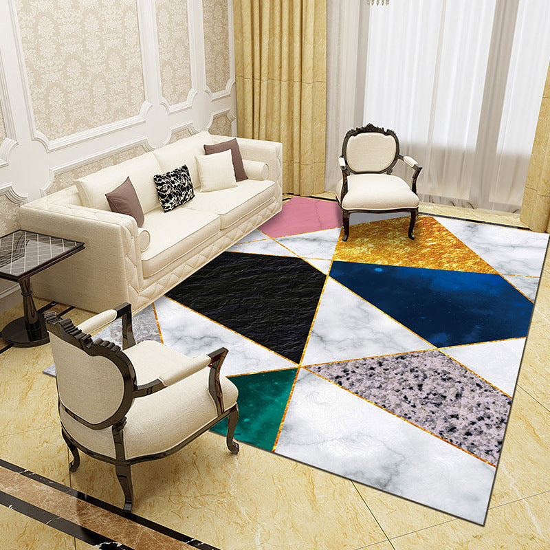 Unique abstract patterned rug Multicolored contemporary rug Polypropylene washable pet-friendly non-slip backing rug for the living room