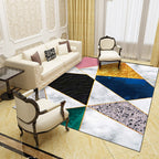 Unique abstract patterned rug Multicolored contemporary rug Polypropylene washable pet-friendly non-slip backing rug for the living room