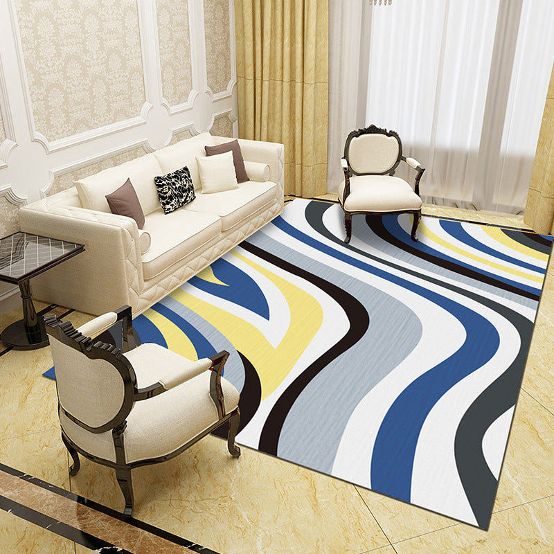 Unique abstract patterned rug Multicolored contemporary rug Polypropylene washable pet-friendly non-slip backing rug for the living room