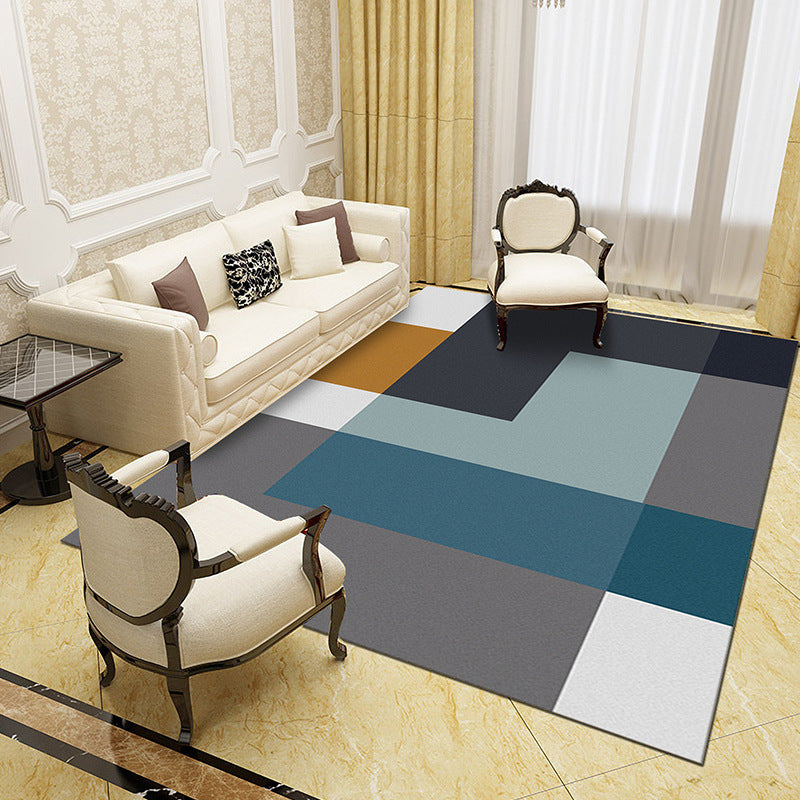 Unique abstract patterned rug Multicolored contemporary rug Polypropylene washable pet-friendly non-slip backing rug for the living room