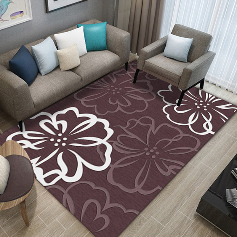 Nordic Living Room Rug Multicolored Patterned Rug Polyester Stain Resistant Washable Non-slip Rug