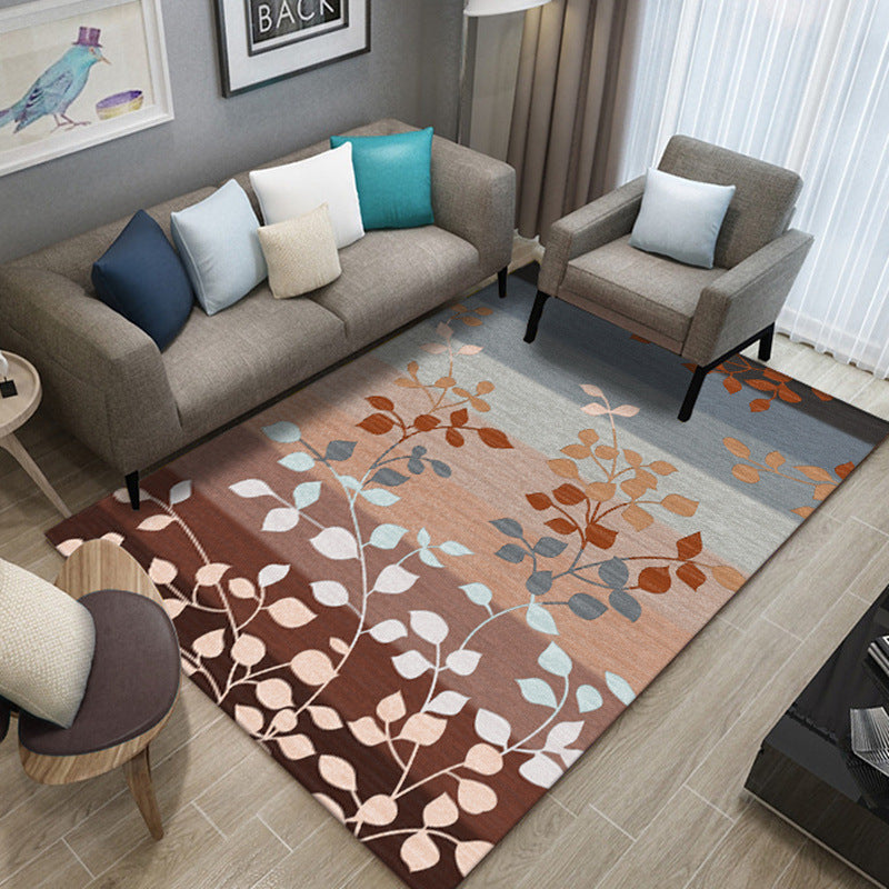 Nordic Living Room Rug Multicolored Patterned Rug Polyester Stain Resistant Washable Non-slip Rug