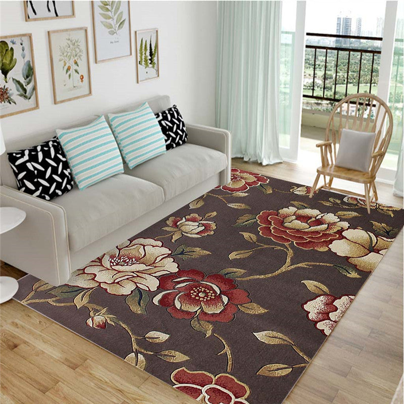 Nordic Living Room Rug Multicolored Patterned Rug Polyester Stain Resistant Washable Non-slip Rug