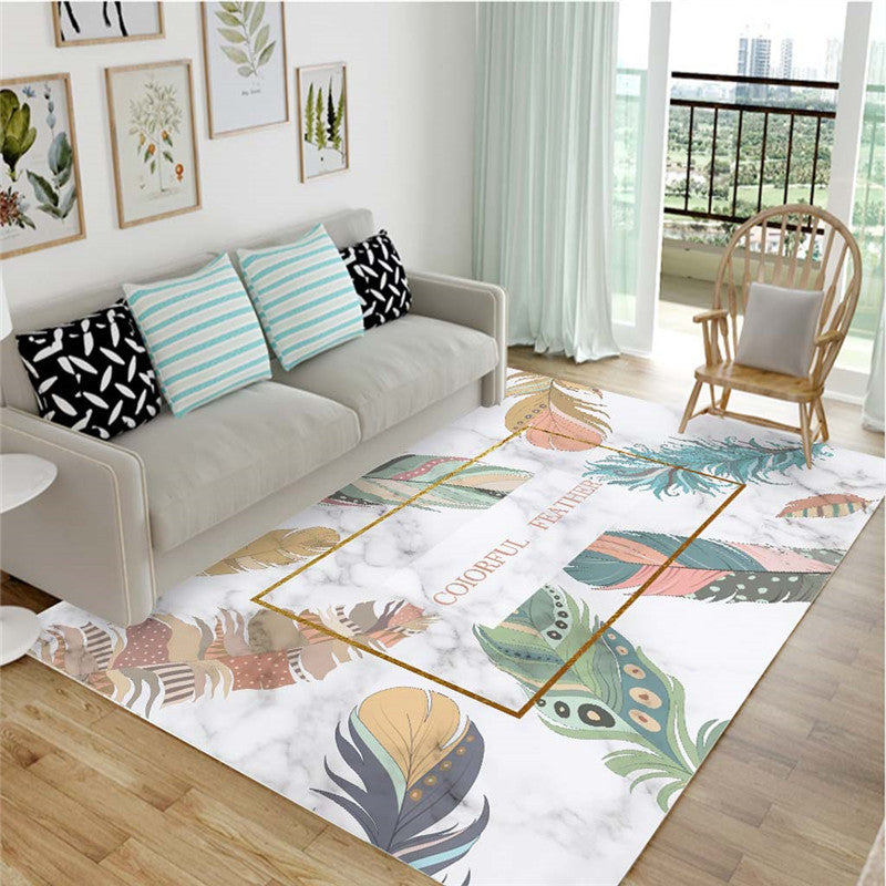 Nordic Living Room Rug Multicolored Patterned Rug Polyester Stain Resistant Washable Non-slip Rug
