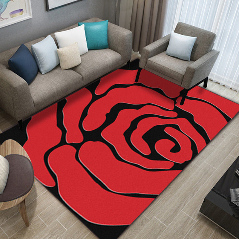 Nordic Living Room Rug Multicolored Patterned Rug Polyester Stain Resistant Washable Non-slip Rug