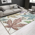 Multicolored Lounge Rug Modern Leaf Pattern Rug Polypropylene Non-Slip Backing Pet-Friendly Washable Rug