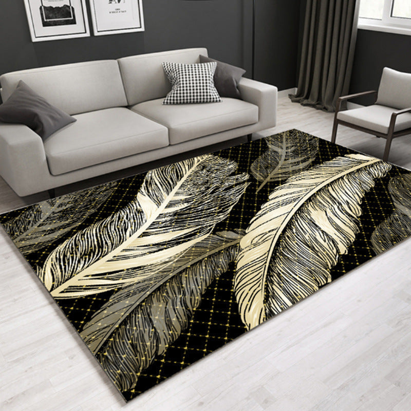 Multicolored Lounge Rug Modern Leaf Pattern Rug Polypropylene Non-Slip Backing Pet-Friendly Washable Rug