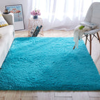 Multicolored living room rug Nordic simple rug fluffy machine washable stain resistant non-slip back rug with braided edge