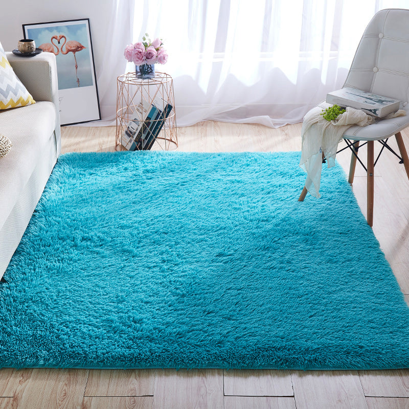 Multicolored living room rug Nordic simple rug fluffy machine washable stain resistant non-slip back rug with braided edge