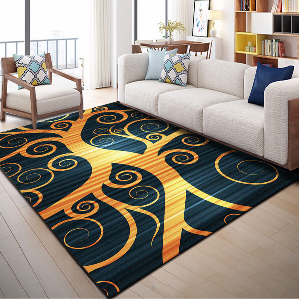 Multi Color Geometric Graphic Rug Polypropylene Novelty Rug Machine Washable Non-Slip Stain Resistant Rug for Large Room