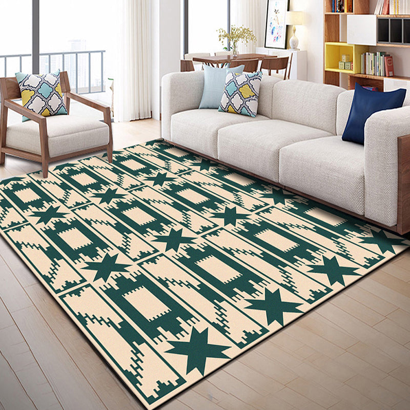 Multi Color Geometric Graphic Rug Polypropylene Novelty Rug Machine Washable Non-Slip Stain Resistant Rug for Large Room