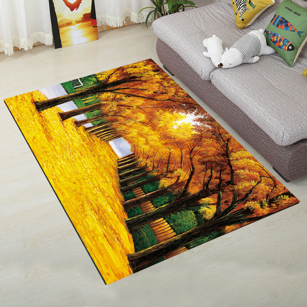 Personality Scandinavian Carpet Multi Colors 3D Print Scenery Carpet Washable Non-slip Stain-resistant Rug for Home