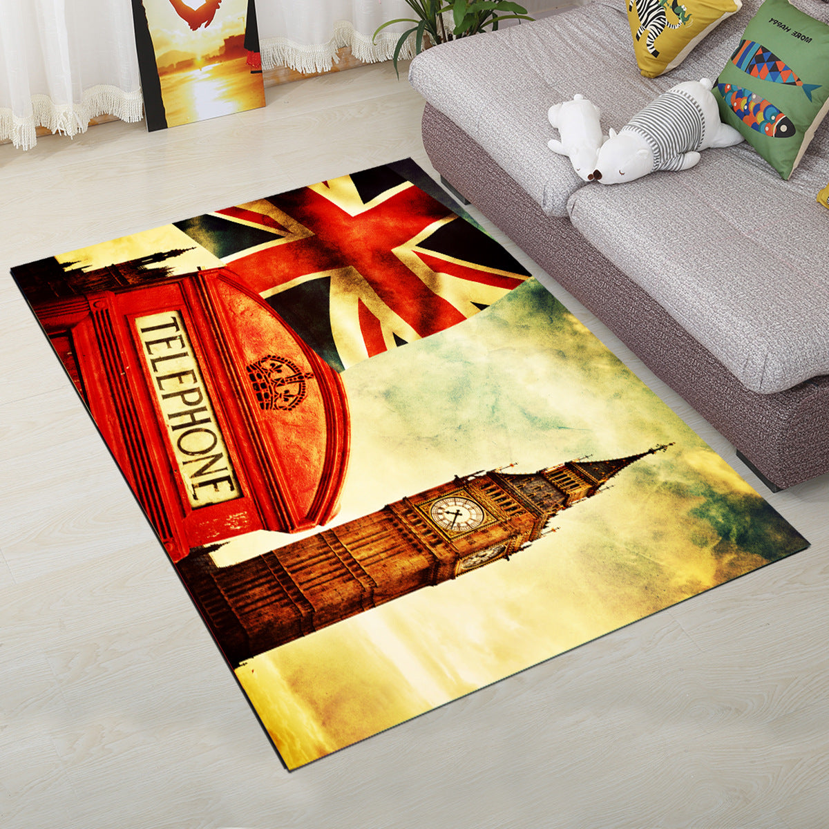 Personality Scandinavian Carpet Multi Colors 3D Print Scenery Carpet Washable Non-slip Stain-resistant Rug for Home
