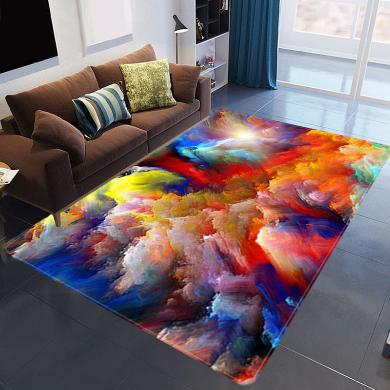 Magnificent 3D Evening Clouds Rug Multicolor Modern Rug Synthetic Washable Stain Resistant Nonslip Back Rug for Living Room