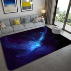 Mystical Galaxy 3D Graphic Rug Blue-Black Polypropylene Rug Non-Slip Underlay Washable Stain-Resistant Rug for Living Room