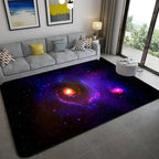 Mystical Galaxy 3D Graphic Rug Blue-Black Polypropylene Rug Non-Slip Underlay Washable Stain-Resistant Rug for Living Room