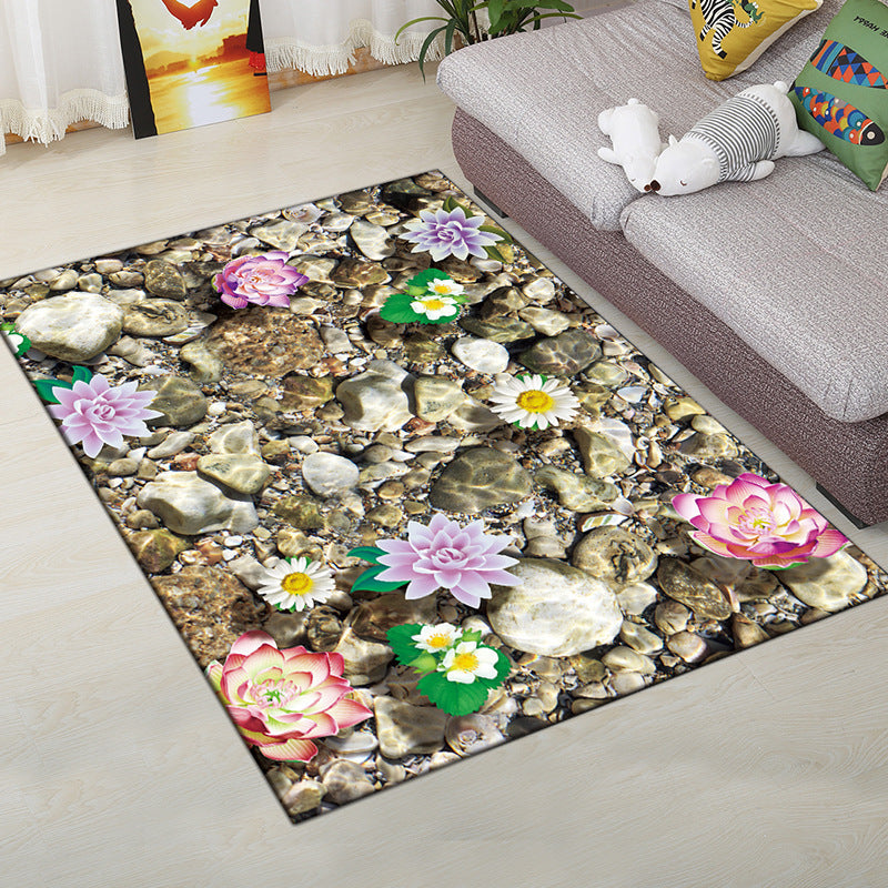 Multi-Color Modern Rug Polyester Digital Graphic Living Room Rug Non-Slip Back Pet-Friendly Washable Rug for Guest Room