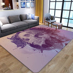 Punk Abstract Skull Print Rug Black Novelty Rug Synthetic Stain Resistant Machine Washable Non-Slip Back Rug for Living Room