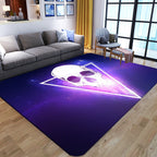 Punk Abstract Skull Print Rug Black Novelty Rug Synthetic Stain Resistant Machine Washable Non-Slip Back Rug for Living Room